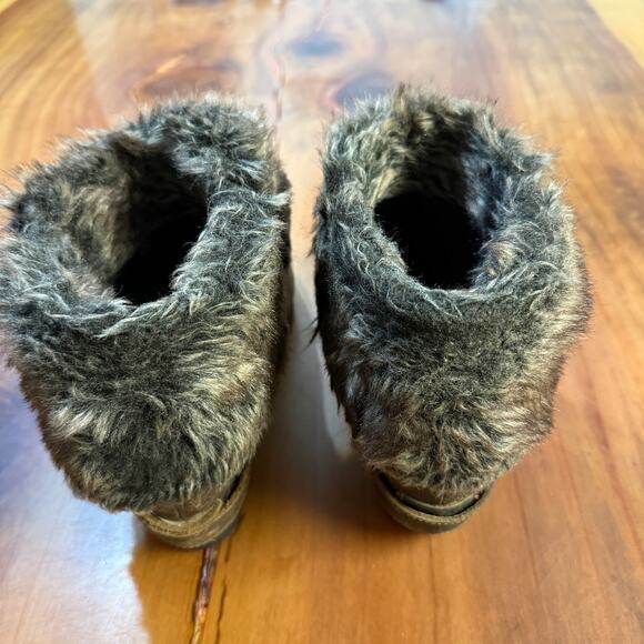 Sorel Joan of Arctic Wedge Women's Ankle Boots 10 M Leather Brown Faux Fur - Picture 4 of 9